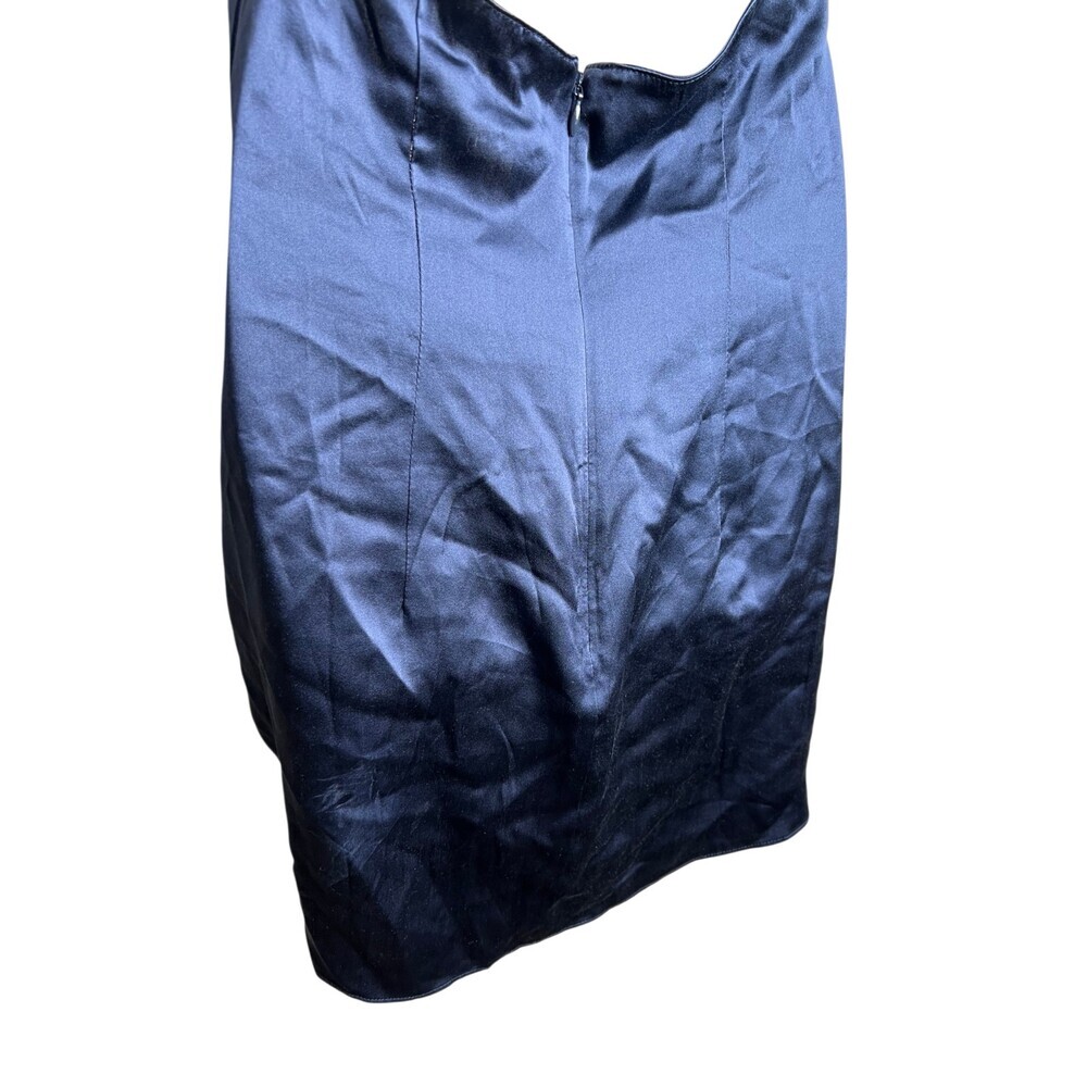Amanda Uprichard Silk Dress Blue Front Tie Cocktail Mini Adjustable NWOT - Picture 9 of 11